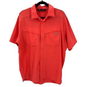 Under Armour Mens Tactical Button Down Heatgear Coral Short Sleeve Shirt L
